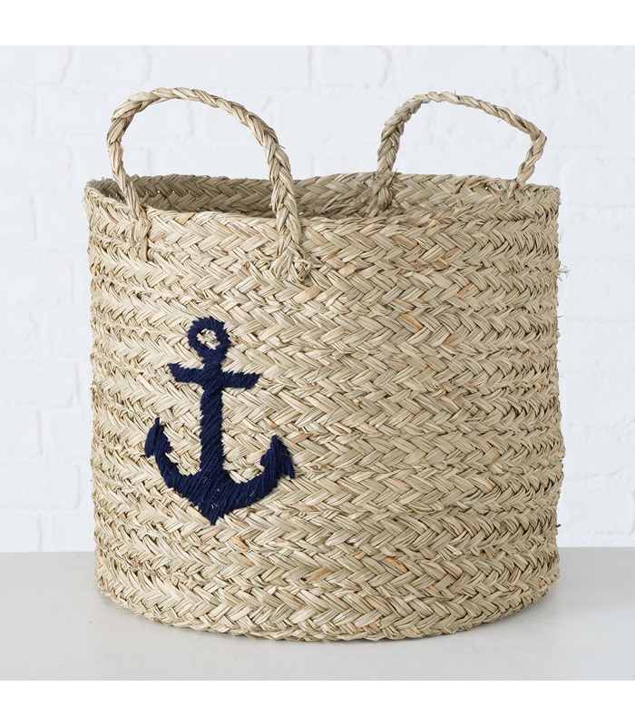 ΚΑΛΑΘΙ ΨΑΘΙΝΟ ΜΕ ΑΓΚΥΡΑ ΜΕ ΧΕΡΟΥΛΙ Anker H32cm D37cm straw colour-mix 20-96-785 image