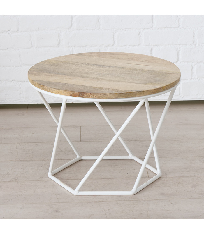 ΤΡΑΠΕΖΙ ΣΑΛΟΝΙΟΥ ΛΕΥΚΟ ΜΕΤΑΛ ΠΟΔΙ ΦΥΣ ΞΥΛΟ HayaSofa table image