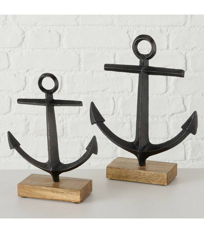 ΑΓΚΥΡΑ ΜΕΤΑΛ. ΜΑΥΡΗ ΣΕ ΒΑΣΗ ΞΥΛΟ Μάνγκο Anchora H22cm 20-96-674 image