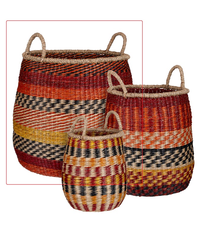 ΚΑΛΑΘΙ ΣΚ.ΚΟΚΚ/ΚΙΤΡΙΝΟ/ΠΡΑΣΙΝΟ Θαλασσόχορτο h43xd45cm 20-99-161 image