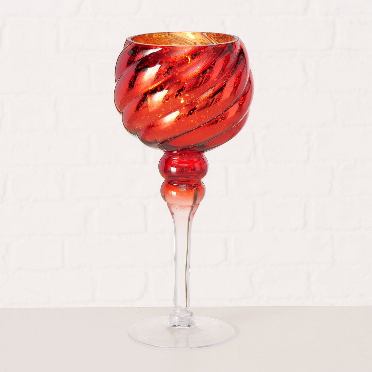 ΚΗΡΟΠΗΓΙΟ ΚΟΚΚΙΝΟ ΜΕ ΠΟΔΙ Manou H30cm ΓΥΑΛΙ 20-99-808 image