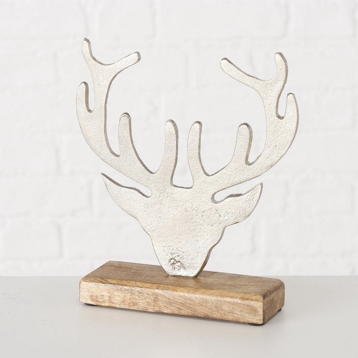 ΚΕΦΑΛΙ ΤΑΡΑΝΔΡΟΥ Manto ΑΣΗΜΙ ΑΛΟΥΜΙΝΙΟ ΣΕ ΒΑΣΗ ΞΥΛΟ Μάνγκο H23cm 20-23-630 image