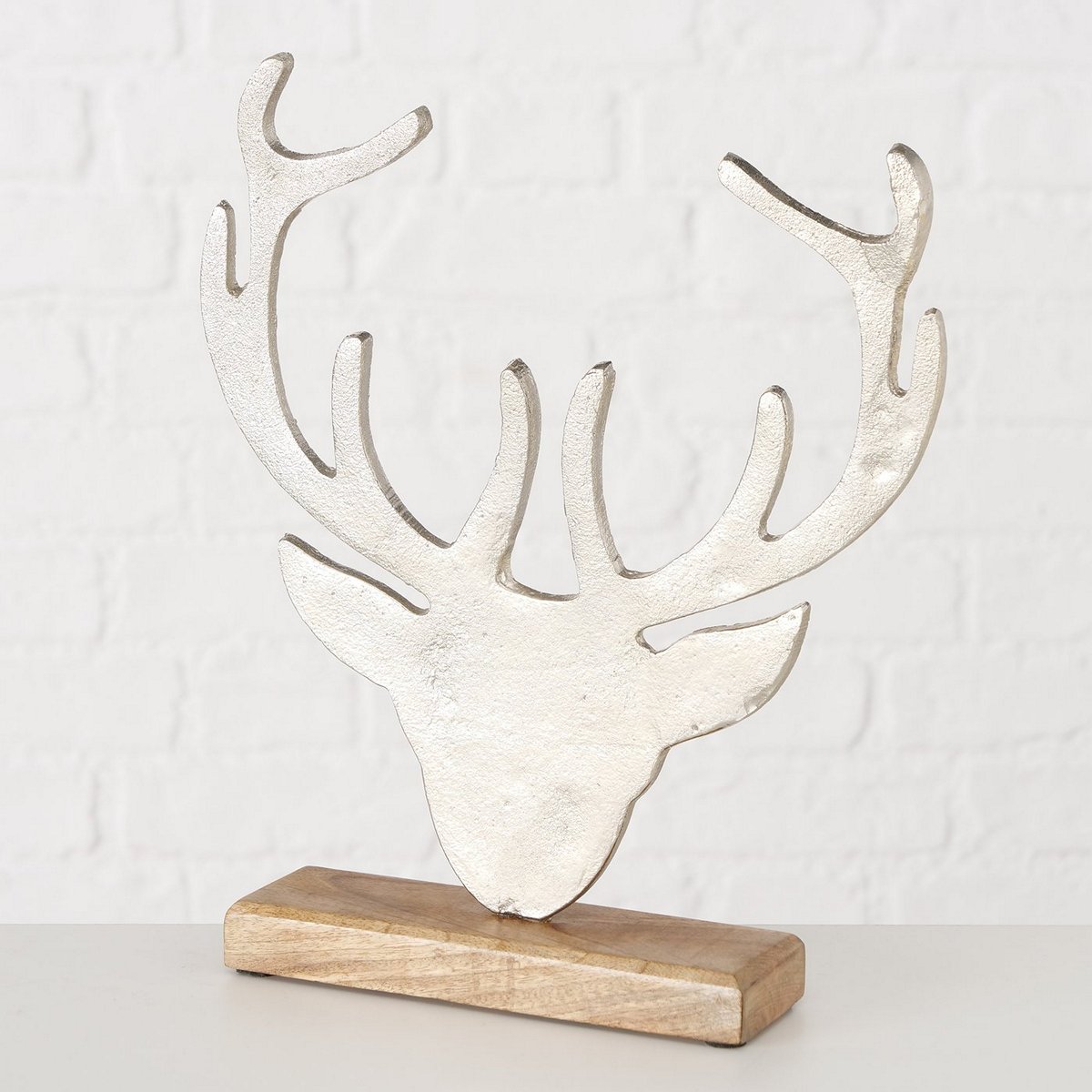 ΚΕΦΑΛΙ ΤΑΡΑΝΔΡΟΥ Manto ΑΣΗΜΙ ΑΛΟΥΜΙΝΙΟ ΣΕ ΒΑΣΗ ΞΥΛΟ Μάνγκο H31cm 20-23-630 image