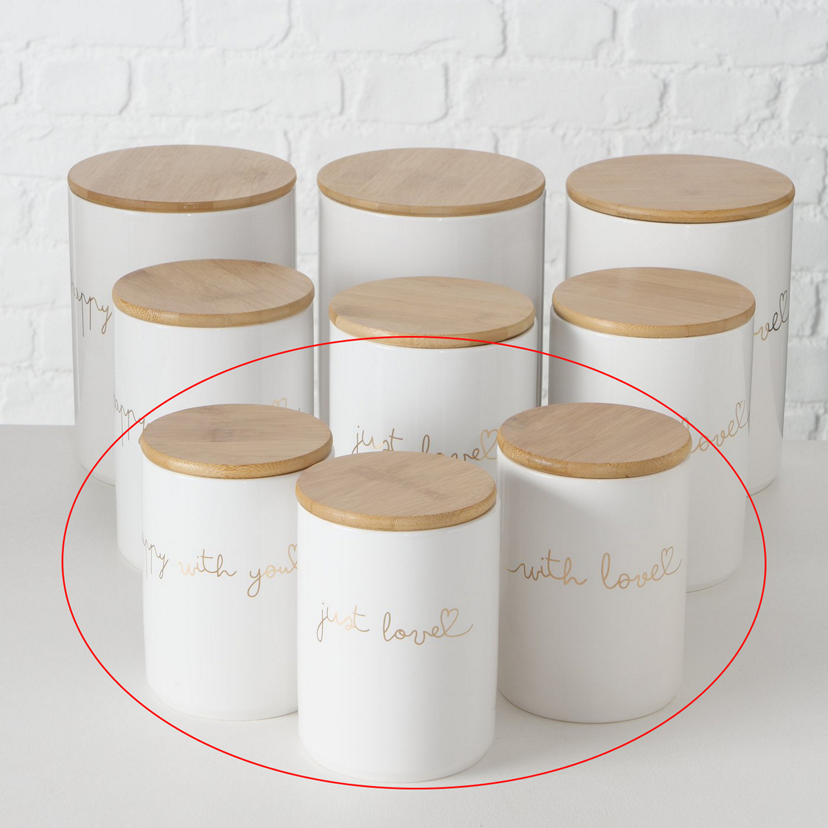 ΔΟΧΕΙΟ ΑΠΟΘΗΚΕΥΣΗΣ 3/ass ΜΕ ΞΥΛΙΝΟ ΚΑΠΑΚΙ Lovana ΛΕΥΚΟ/ΧΡΥΣΟ ΚΕΡΑΜΙΚΟ 20-23-703 image