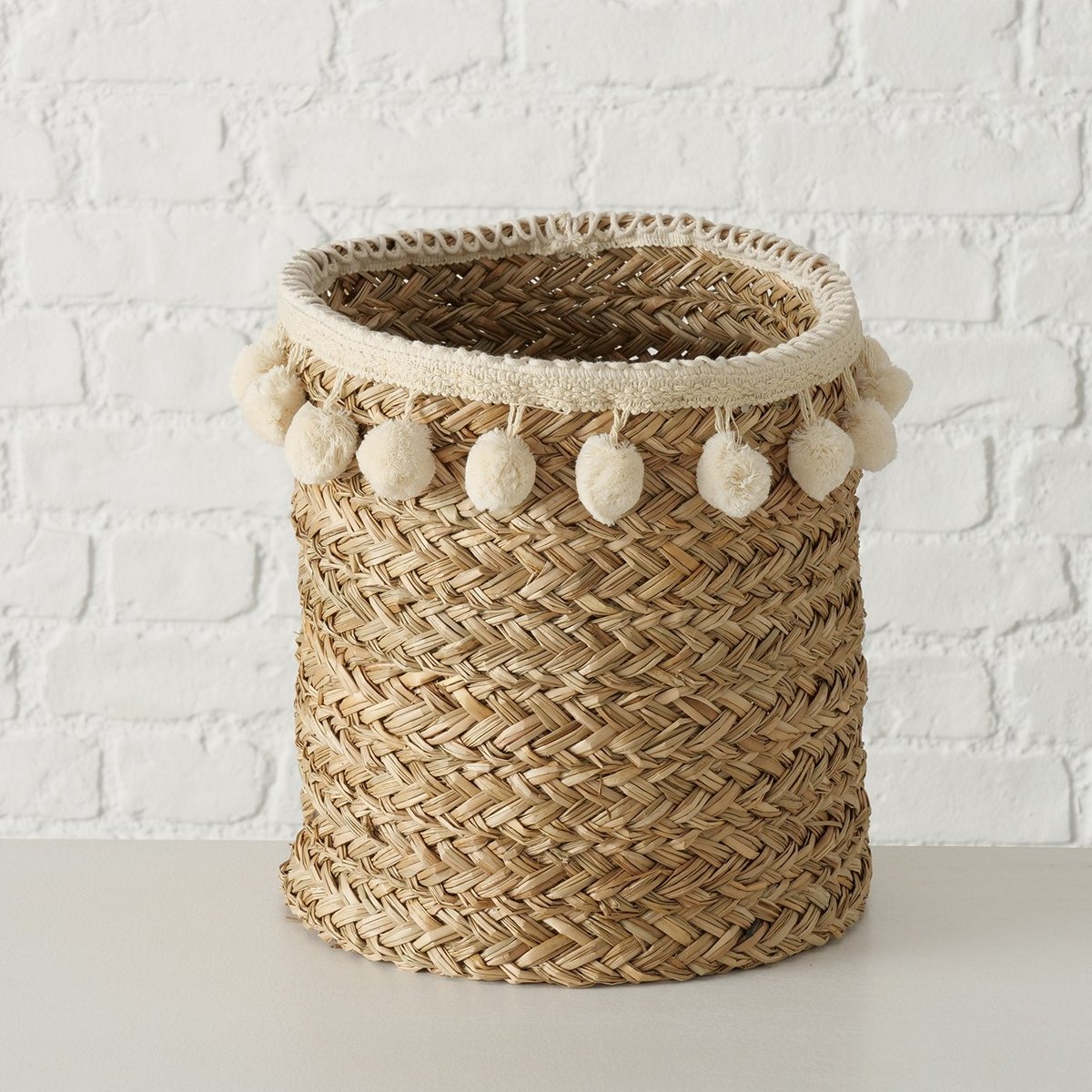 ΚΑΛΑΘΙ ΦΥΣΙΚΟ ΨΑΘΙΝΟ ΜΕ ΦΟΥΝΤΕΣ ΕΚΡΟΥ Kaja H23cm D22cm 20-23-726 image