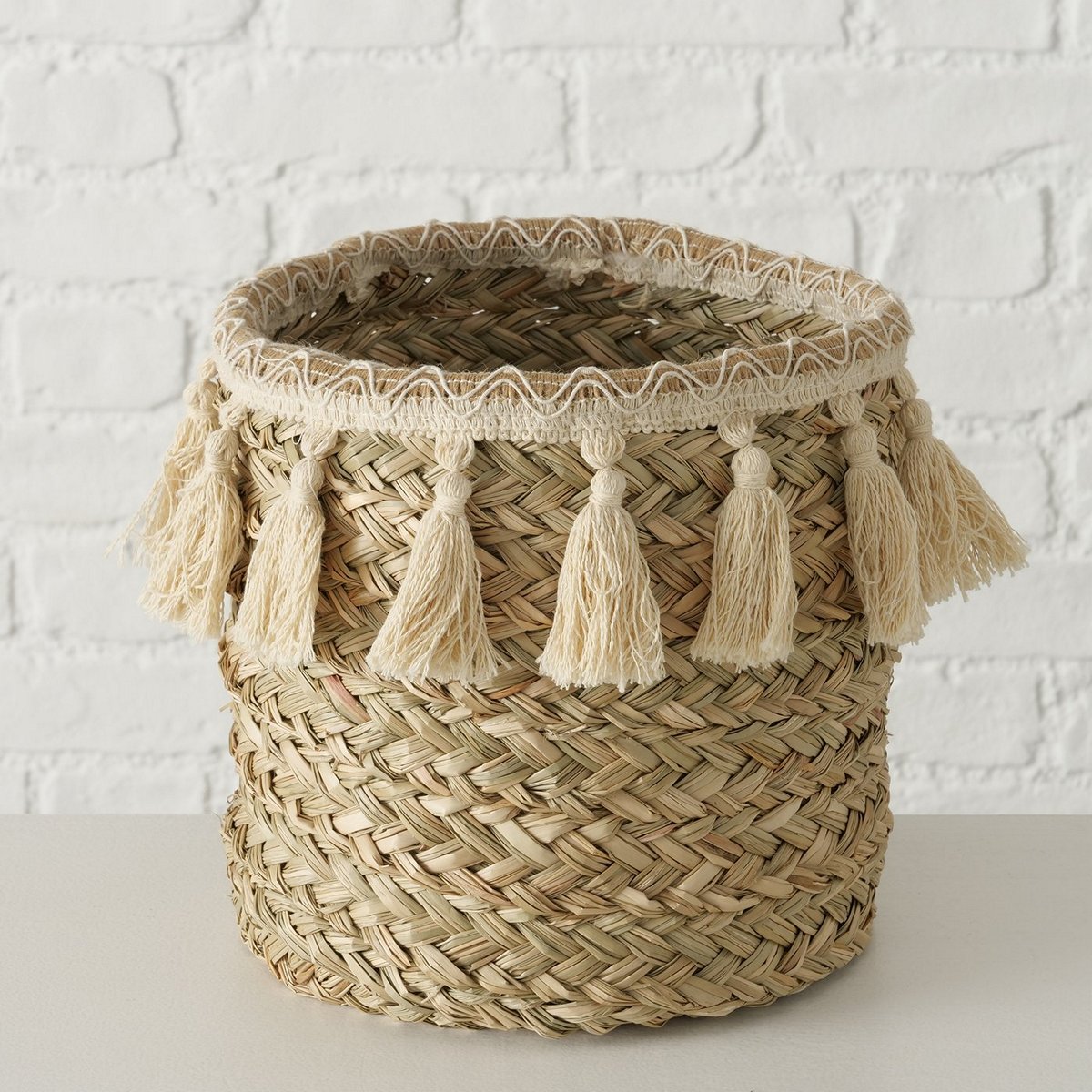 ΚΑΛΑΘΙ ΦΥΣΙΚΟ ΨΑΘΙΝΟ ΜΕ ΦΟΥΝΤΕΣ ΕΚΡΟΥ Kaja H34cm D31cm 20-23-726 image