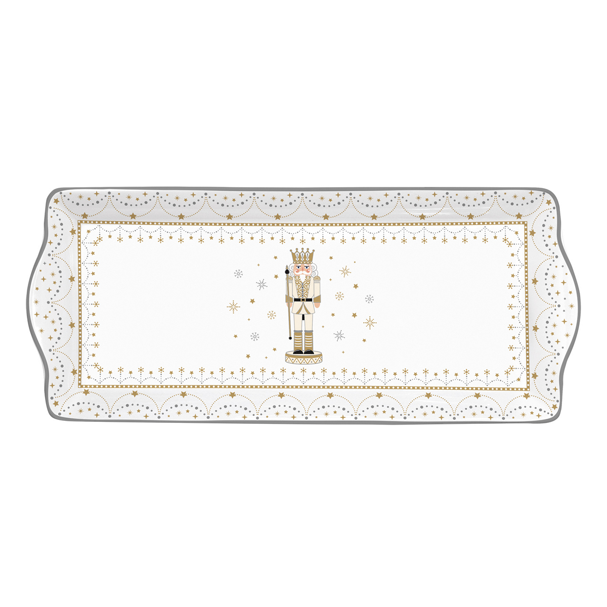 ΠΙΑΤΕΛΑ ΟΡΘΟΓΩΝΙΑ ΜΕ ΣΧΕΔΙΟ ΚΑΡΥΟΘΡΑΥΣΤΗ ΧΡΥΣΟ 35Χ15CΜ ΠΟΡΣΕΛΑΝΗ RΟΥΑL ΝUΤCRΑCΚΕR ΣΕ ΚΟΥΤΙ ΔΩΡΟΥ image