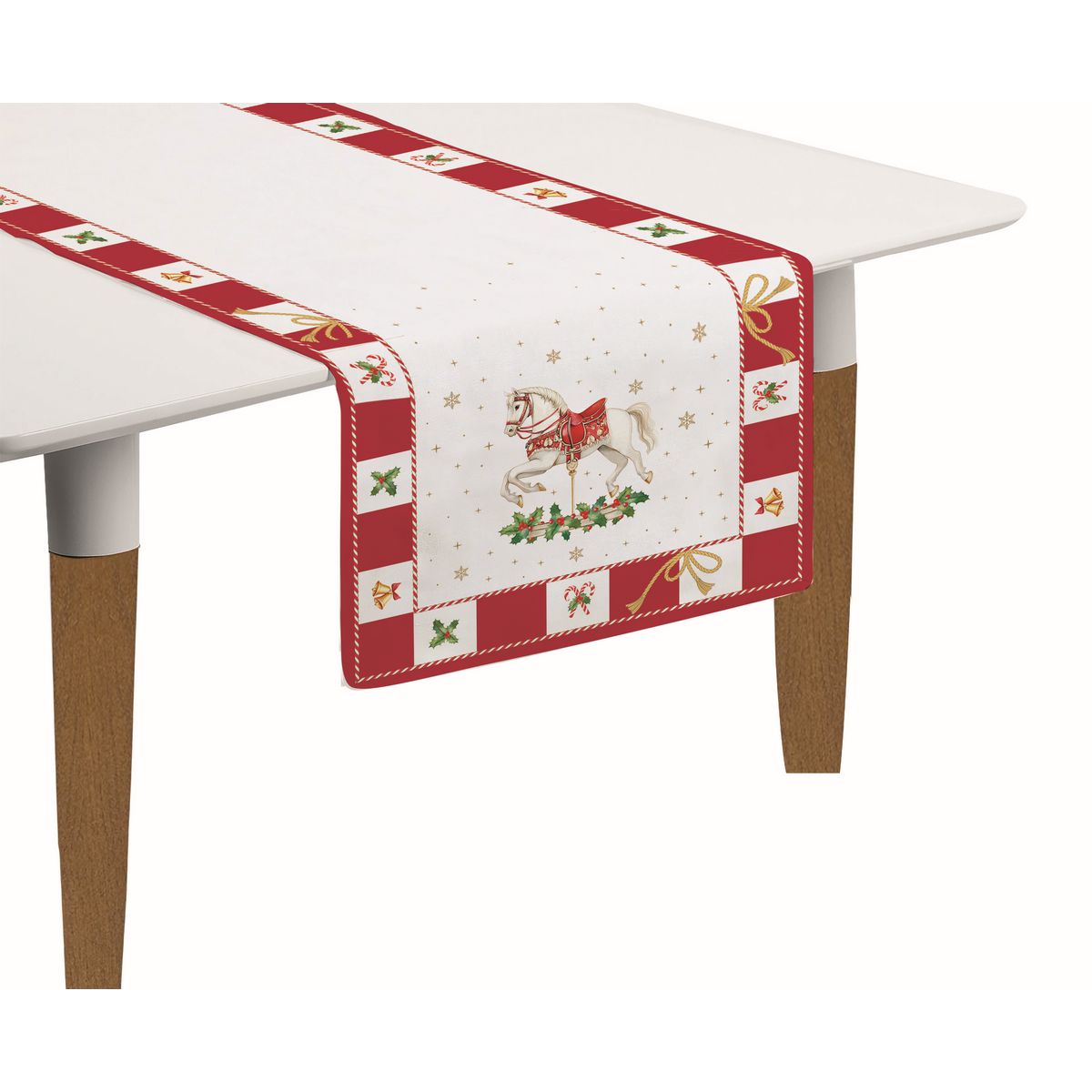 ΤΡΑΒΕΡΣΑ ΣΕΤ/2 CHRISTMAS TALE ΚΟΚΚΙΝΟ/ΠΡΑΣΙΝΟ 140Χ45CM ΒΑΜΒΑΚΕΡΟ image