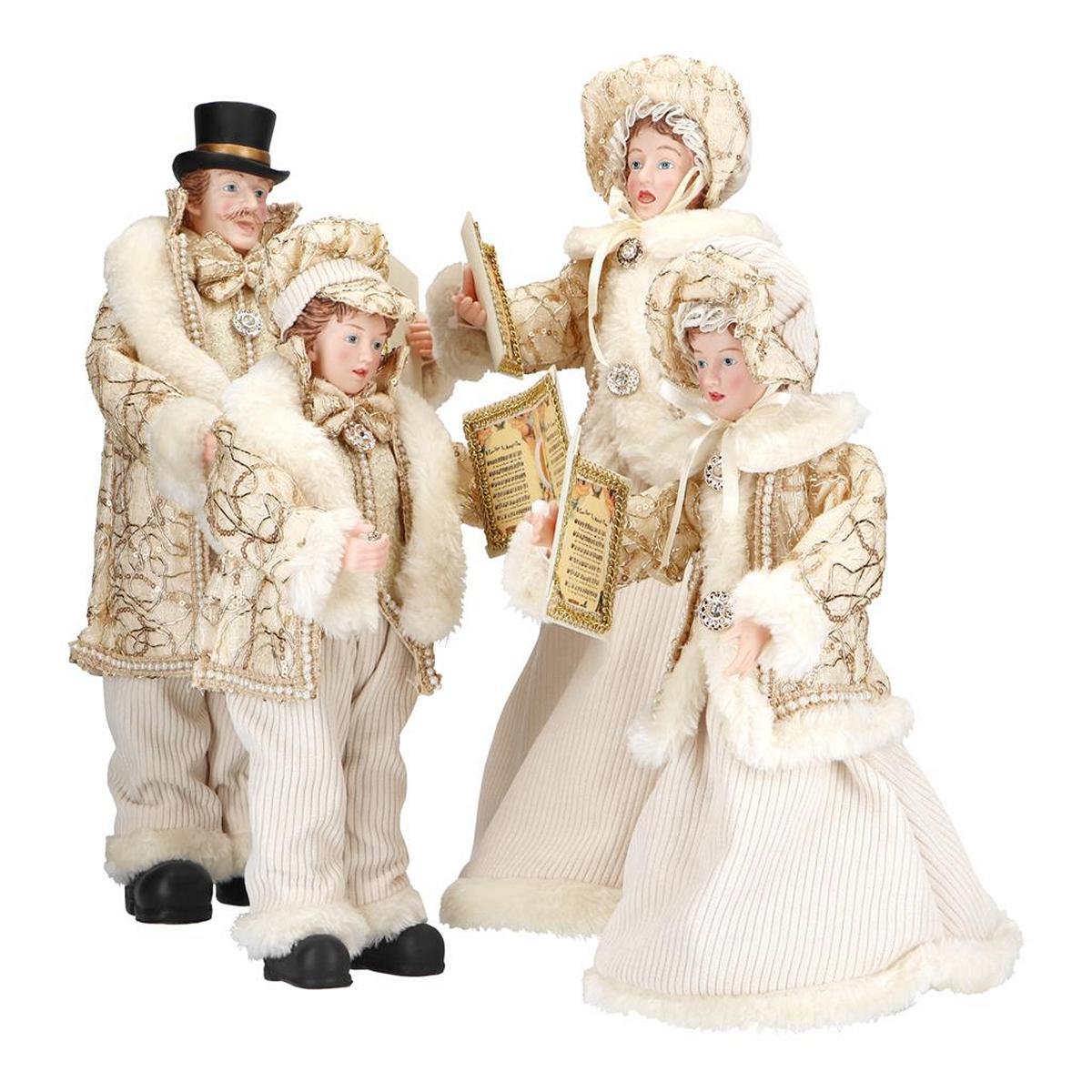 ΧΟΡΩΔΙΑ set/4 small ΙΒΟΥΑΡ/ΧΡΥΣΟ Caroller 15x8 image