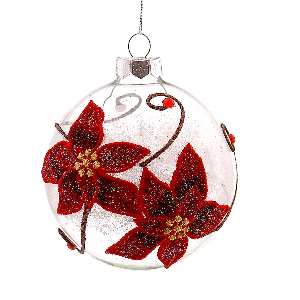 ΜΠΑΛΑ 10cm ΛΕΥΚΗ ΓΥΑΛΙ ΜΕ ΚΟΚΚΙΝΟ ΑΛΕΞΑΝΔΡΙΝΟ image