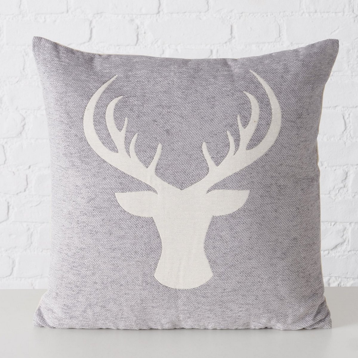 ΜΑΞΙΛΑΡΙ Olivo ΣΧΕΔΙΟ ΕΛΑΦΙ 45Χ45Χ13cm ΓΚΡΙ/ΛΕΥΚΟ Polyester image