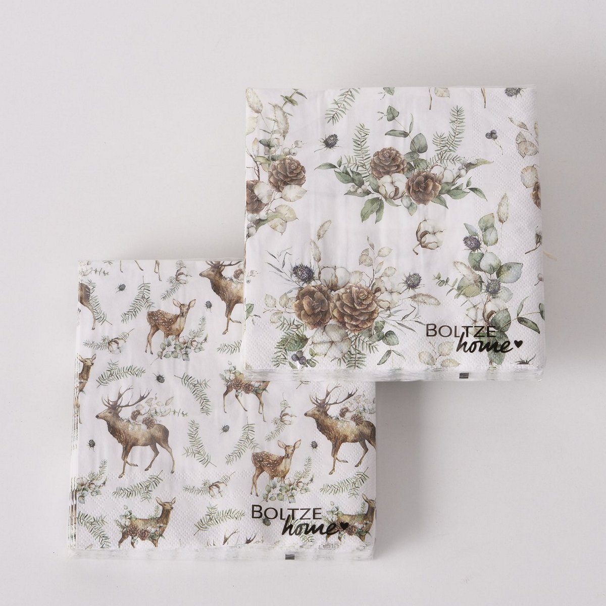 ΧΑΡΤΟΠΕΤΣΕΤΕΣ 2/ass 20τμχ ΣΧΕΔΙΟ ΕΛΑΦΙ/ΚΟΥΚΟΥΝΑΡΙΑ Luca ΛΕΥΚΟ ΚΑΦΕ ΠΡΑΣΙΝΟ ΧΑΡΤΙ image