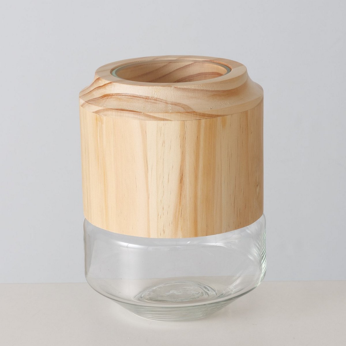 ΒΑΖΟ Naruna ΔΙΑΦΑΝΕΣ ΓΥΑΛΙ ΜΕ ΞΥΛΟ ΦΥΣΙΚΟ Pine D19 H25cm image