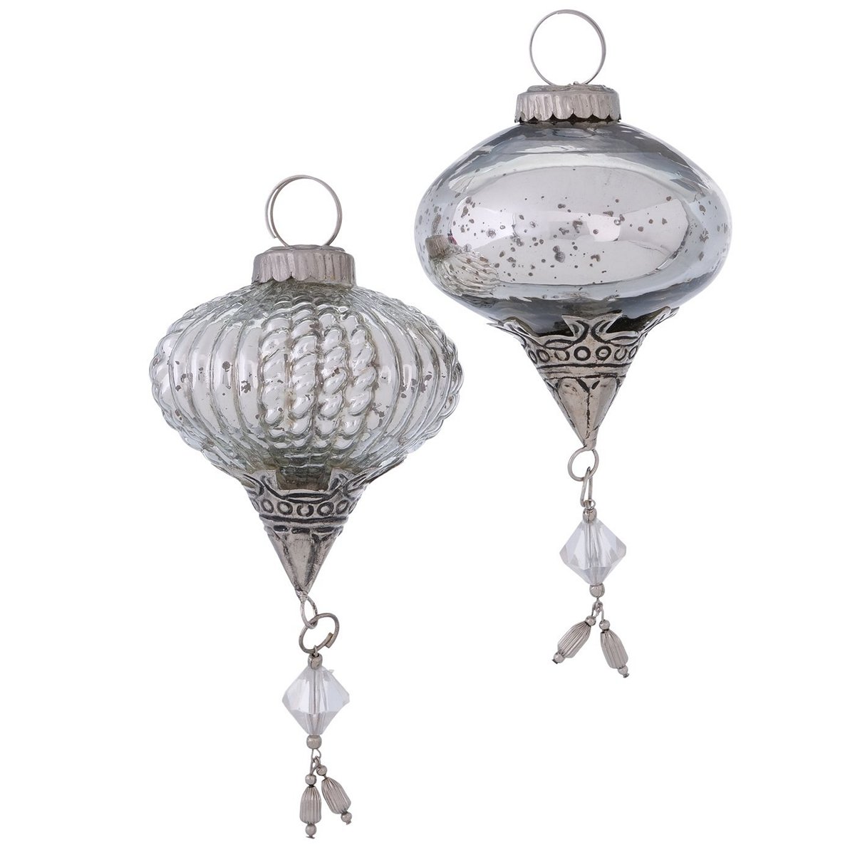 ΣΤΟΛΙΔΙ 2/ass ΑΝΤΙΚΕ ΑΣΗΜΙ Unike H15cm D9cm ΓΥΑΛΙ ΜΕΤΑΛΛΟ image