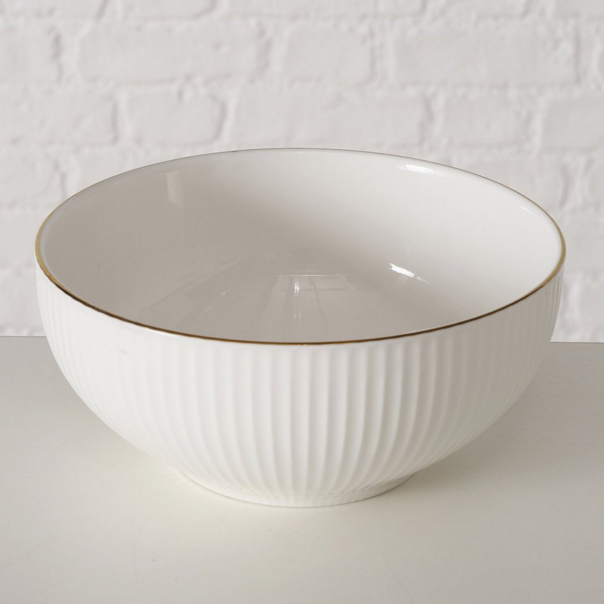 ΜΠΟΛ ΛΕΥΚΟ ΧΡΥΣΗ ΡΙΓΑ Kelly 550ml H7cm D15cm New Bone ΠΟΡΣΕΛΑΝΗ image