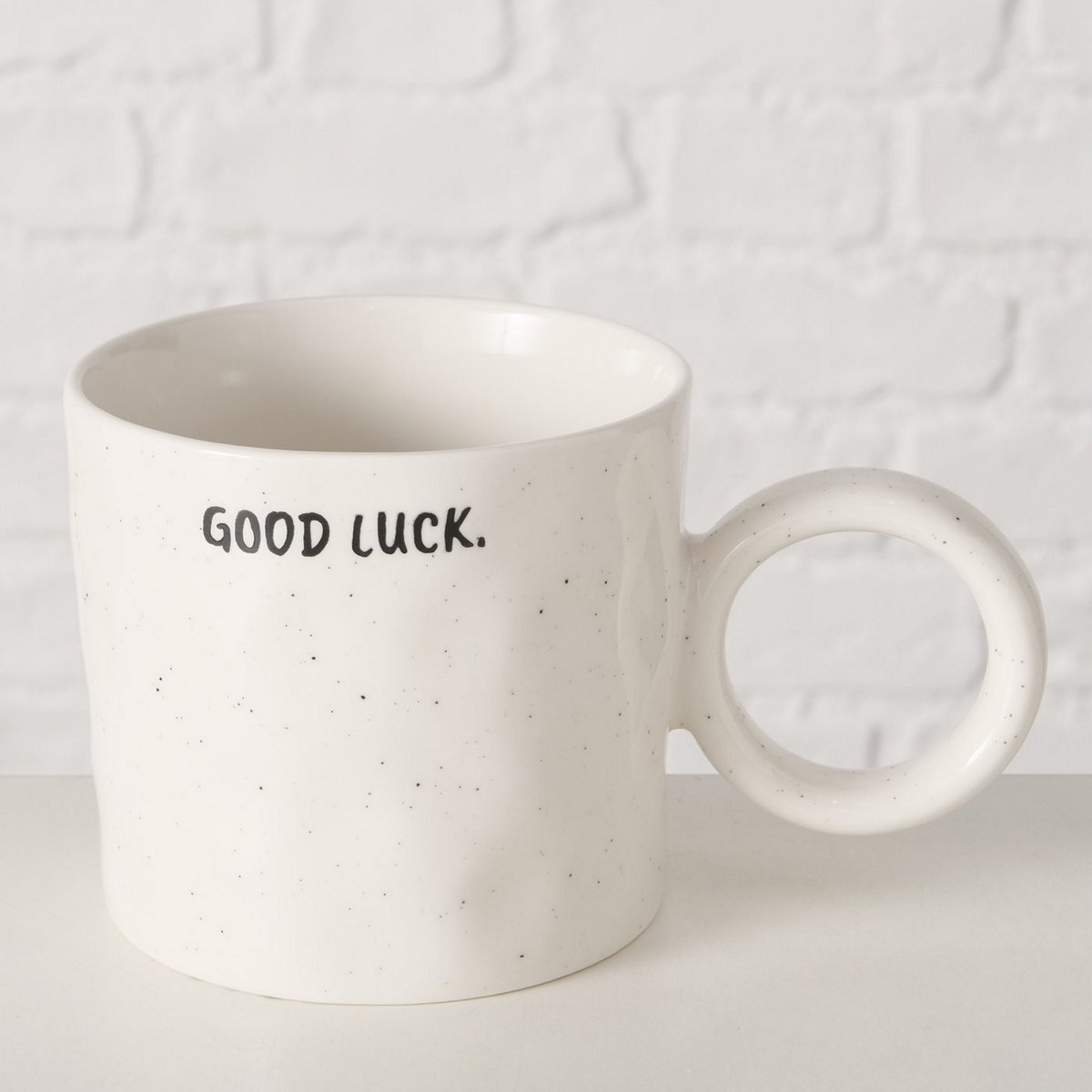 ΚΟΥΠΑ Jumbo mug Good Luck 420ml ΑΣΠΡΟ d9 h10cm Dishwasher proof ΠΟΡΣΕΛΑΝΗ image