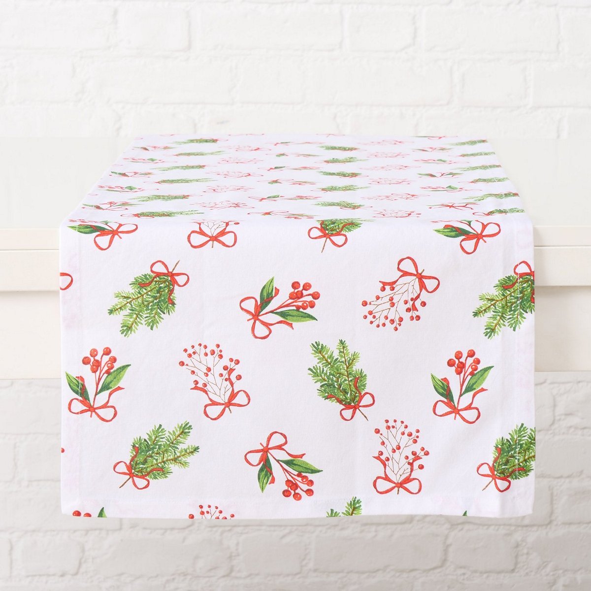 ΤΡΑΒΕΡΣΑ ΓΚΙ ΜΕ ΕΛΑΤΟ Noelle 140Χ40cm ΚΟΚΚΙΝΟ ΛΕΥΚΟ ΠΡΑΣΙΝΟ cotton image