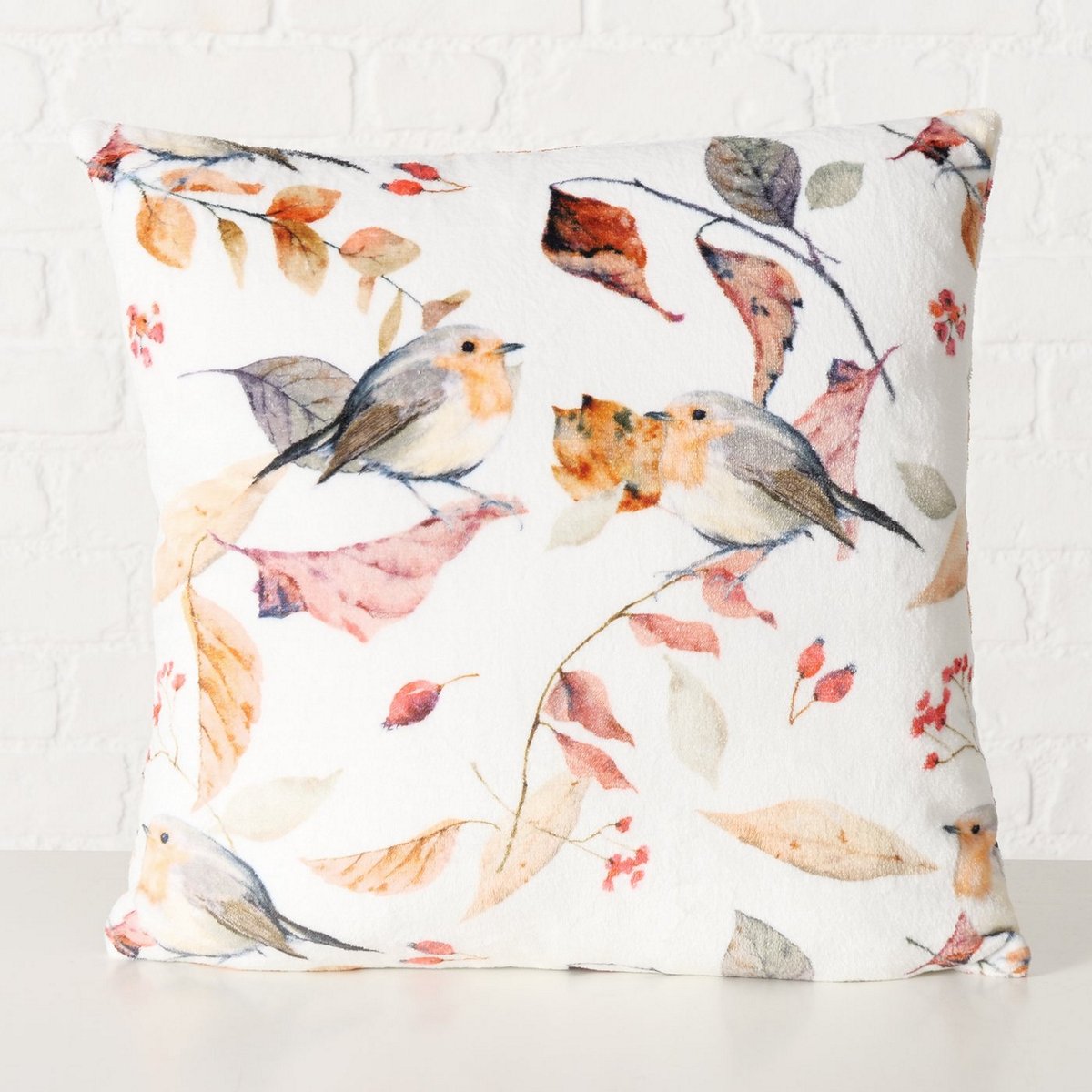 ΜΑΞΙΛΑΡΙ ΦΥΛΛΑ ΜΕ ΠΟΥΛΙΑ Kehly 45X45X12cm ΕΚΡΟΥ ΚΑΦΕ Polyester image