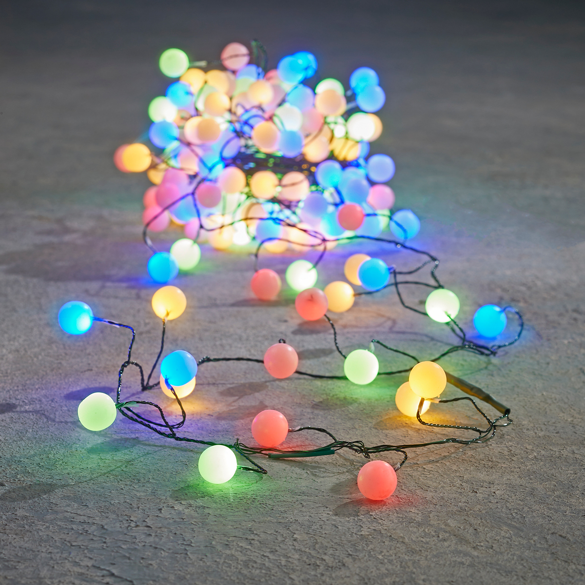 ΦΩΤΑΚΙΑ 200led L500cm timer Cluster ΜΠΑΛΕΣ ΠΟΛΥΧΡΩΜΟ ΠΡΑΣΙΝΟ ΚΑΛΩΔΙΟ IP44 image