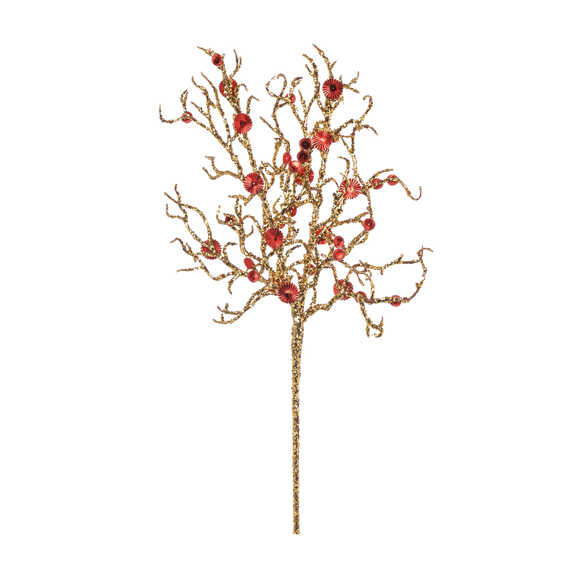 ΚΟΡΑΛΙ ΚΛΑΔΙ ΧΡΥΣΟ ΜΕ GLITTER ΚΟΚΚΙΝΟ ΠΛΙΣΕ ΛΟΥΛΟΥΔΙ 55cm image