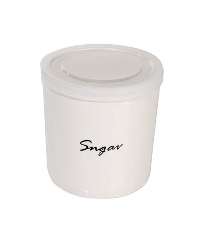 ΔΟΧΕΙΟ ΑΠΟΘΗΚΕΥΣΗΣ 12X12X12 CM "SUGAR" ΑΣΠΡΗ ΠΟΡΣΕΛΑΝΗ ΜΕ ΠΛΑΣΤΙΚΟ ΚΑΠΑΚΙ image