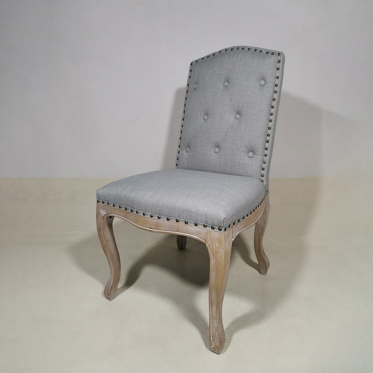 ΚΑΡΕΚΛΑ RUBBER WOOD COLOR C5 KSF 25039 ICE GREY/PL + W/METAL NAIL ANTIQUE BRONZE W53xD45xH46/102cm image