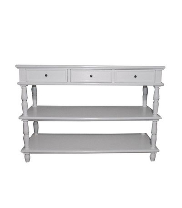 ΚΟΝΣΟΛΑ 121.3X4 Χ85 CM ΞΥΛΙΝΗ ΣΗΜΥΔΑΣ ΝΙΝΟ WHITE ME 4 ΣΥΡ. ΚΑΙ 2 ΡΑΦ. image