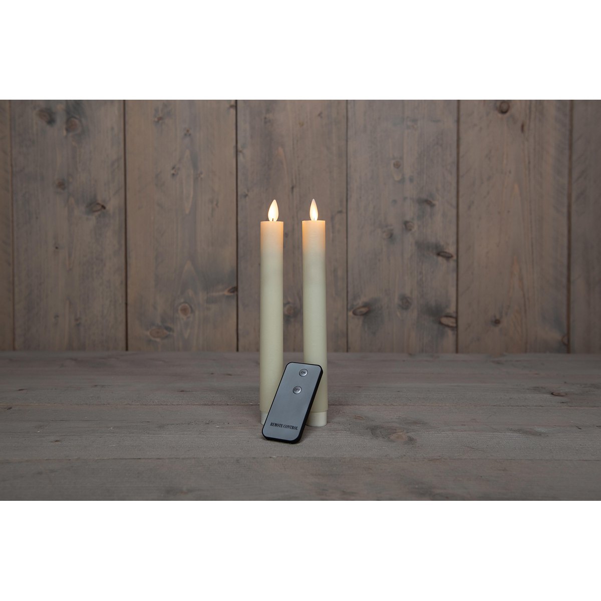 ΚΕΡΙ 2ΤΜΧ ΙΒΟΥΑΡ RUSTIC TAPER 23CM ΚΙΝΟΥΜΕΝΗ ΦΛΟΓΑ ΜΠΑΤΑΡΙΑΣ REMOTE CONTROLLED 2XAA image