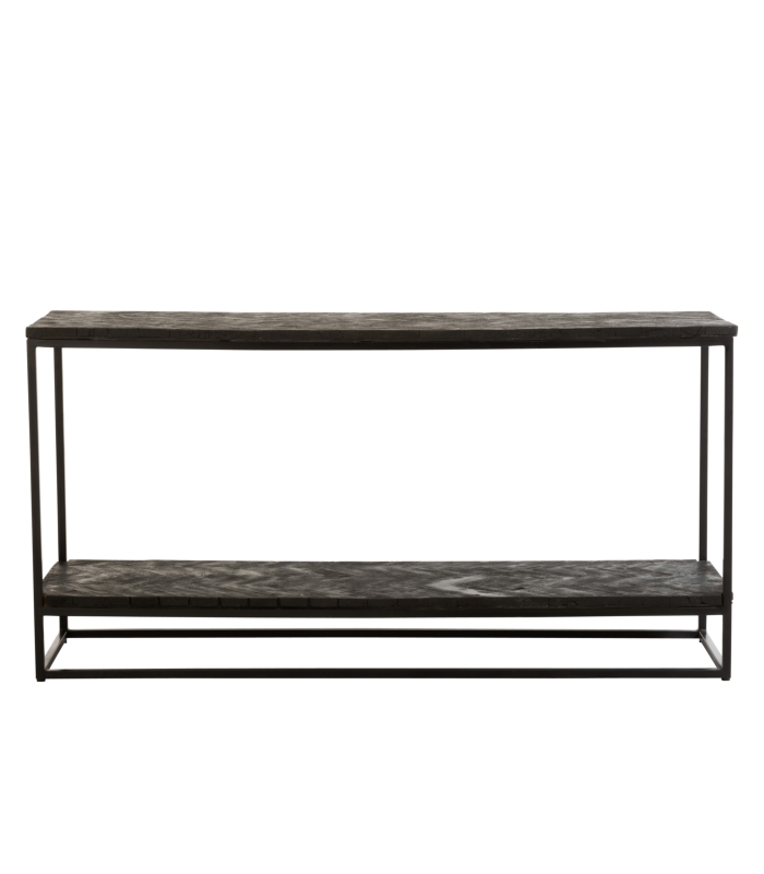 ΚΟΝΣΟΛΑ ΞΥΛΙΝΗ ΜΕ ΜΕΤΑΛΛΙΚΟ ΜΑΥΡΟ ΠΛΑΙΣΙΟ 161Χ46Χ81CM image