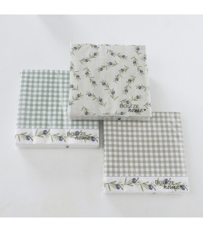 ΧΑΡΤΟΠΕΤΣΕΤΕΣ Olivia 3/ASS 20ΤΜΧ ΣΧΕΔΙΟ ΕΛΙΑ ΚΡΕΜ/ΜΠΕΖ/ΠΡΑΣΙΝΟ ΧΑΡΤΙ image