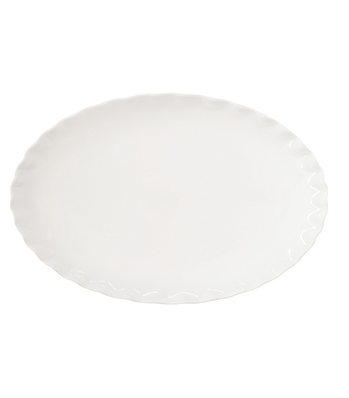 ΠΙΑΤΕΛΑ ΟΒΑΛ ΜΕ ΚΥΜΑΤΙΣΤΟ ΤΕΛΕΙΩΜΑ 32Χ21εκ ΠΟΡΣΕΛΑΝΗΣ ONDE ΑΣΠΡΟ image