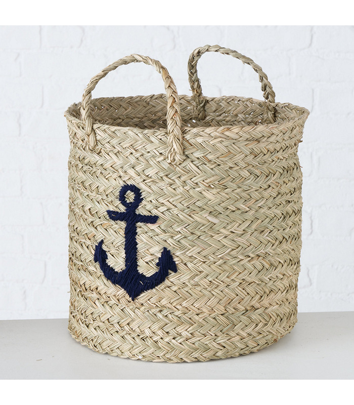 ΚΑΛΑΘΙ ΨΑΘΙΝΟ ΜΕ ΑΓΚΥΡΑ ΜΕ ΧΕΡΟΥΛΙ Anker H30cm D32cm straw colour-mix 20-96-785 image