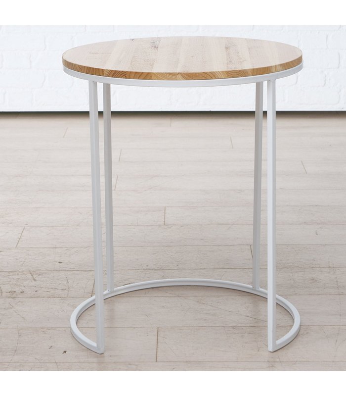 ΤΡΑΠΕΖΙ ΒΟΗΘΗΤΙΚΟ Clyde ΞΥΛΟ ΦΥΣΙΚΟ ΜΕΤΑΛ ΣΚΕΛΕΤΟΣ ΛΕΥΚΟΣ H60cm D50cm 20-96-328 image