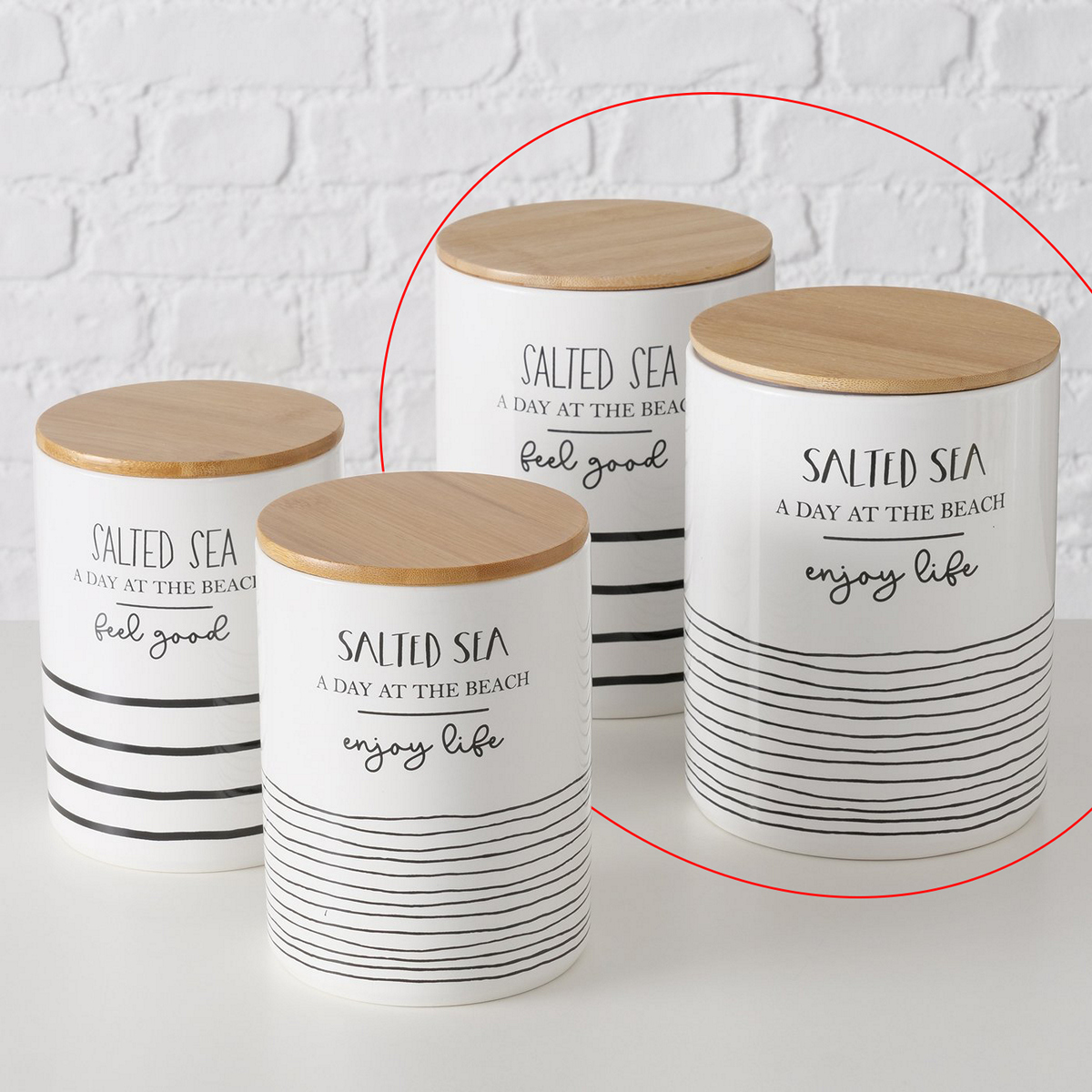 ΔΟΧΕΙΟ ΑΠΟΘΗΚ 2/ass ΣΧΕΔΙΟ Salted Sea ΛΕΥΚΟ/ΜΑΥΡΗ ΡΙΓΑ H19cm D14cm 20-23-662 image