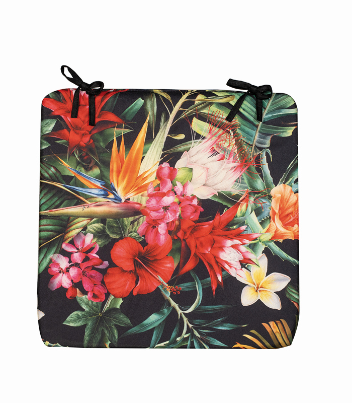 ΜΑΞΙΛΑΡΙ ΚΑΡΕΚΛΑΣ 40X40CM ΣΧΕΔΙΟ ΕΞΩΤΙΚΑ ΛΟΥΛΟΥΔΙΑ ΚΟΚΚΙΝΟ/ΠΡΑΣΙΝΟ/ΜΑΥΡΟ ΕΞΩΤΕΡ ΧΩΡΟΥ 300GR ΜΕ ΦΕΡΜΟΥΑΡ POLYESTER image