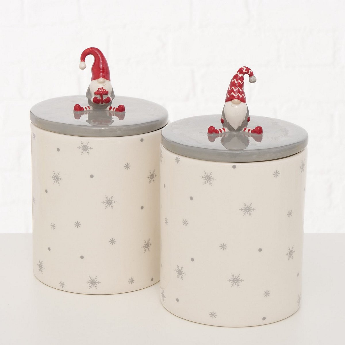 ΔΟΧΕΙΟ ΑΠΟΘΗΚΕΥΣΗΣ 2/ass Lucky Dishwasher safe ΣΧΕΔΙΟ ΞΩΤΙΚΟ ΛΕΥΚΟ/ΓΚΡΙ H22cm D13cm ΚΕΡΑΜΙΚΟ image