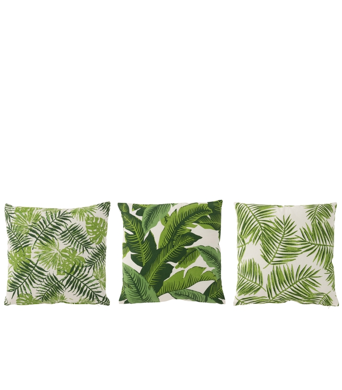 ΜΑΞΙΛΑΡΙ TROPICAL ΜΕ ΦΥΛΛΑ ΒΑΜΒΑΚΕΡΟ ΛΕΥΚΟ/ΠΡΑΣΙΝΟ ASS3 (45x45x10cm) image