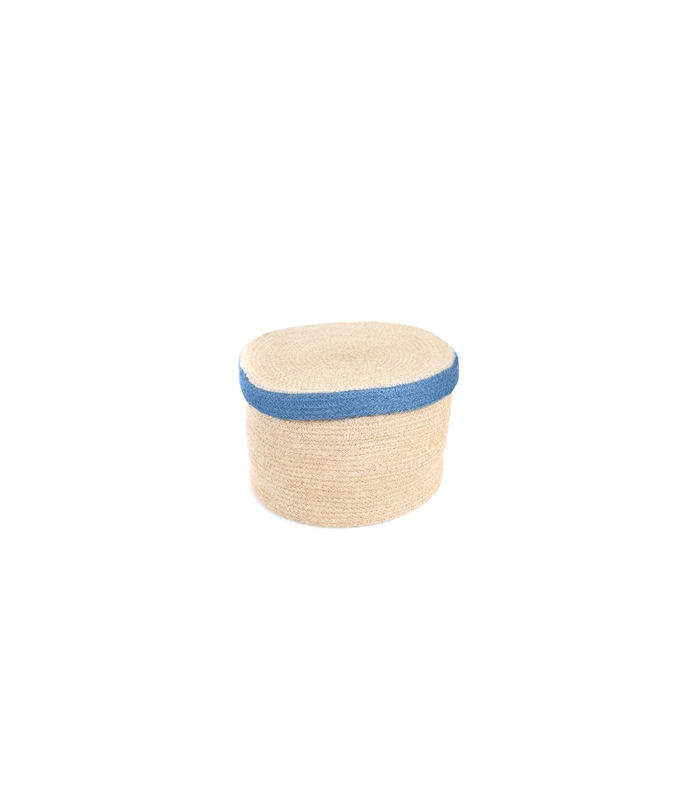 ΚΑΛΑΘΙ MEDIUM 22X15 ΣΤΡΟΓΓΥΛΟ ΜΕ ΚΑΠΑΚΙ SEA GRASS NAT/BLUE (20-73-307) image
