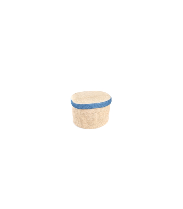 ΚΑΛΑΘΙ SMALL 17X13 ΣΤΡΟΓΓΥΛΟ ΜΕ ΚΑΠΑΚΙ SEA GRASS NAT/BLUE (20-73-307) image