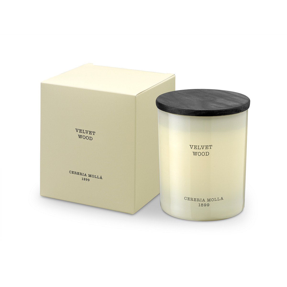ΚΕΡΙ ΦΥΤΙΚΟ ΣΕ ΓΥΑΛΙΝΟ ΠΟΤΗΡΙ ivory 230GR 50hr άρωμα Velvet Wood image