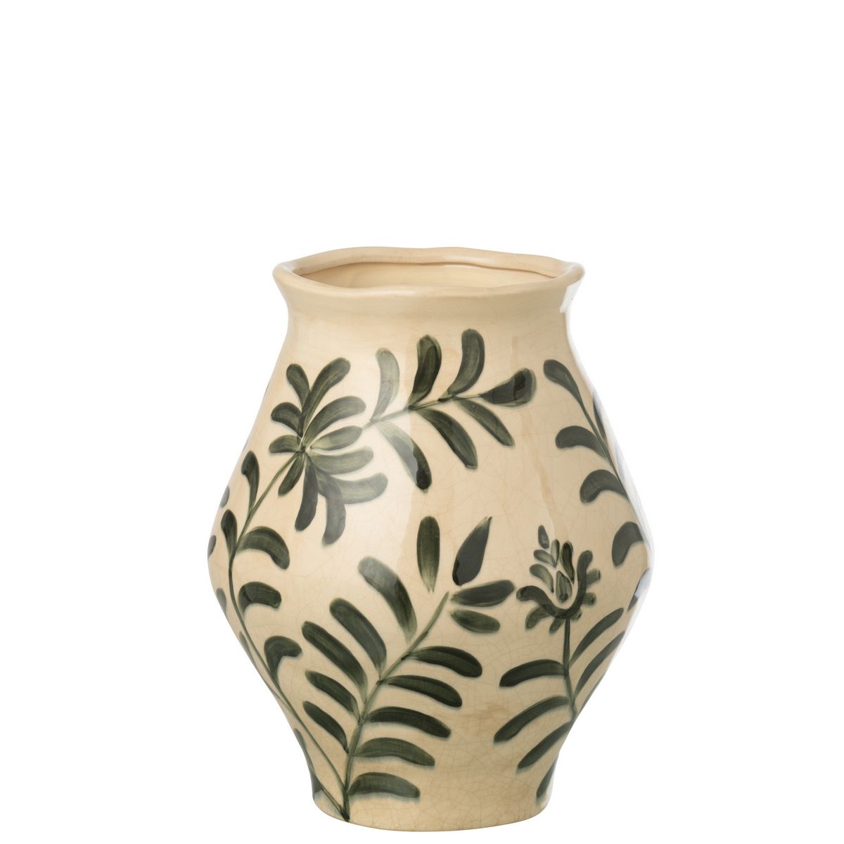 ΒΑΖΟ ΜΕ ΦΥΛΛΑ LEAF ΠΗΛΙΝΟ ΠΡΑΣΙΝΟ-ΛΕΥΚΟ L (25.5x25.5x31.5cm) image
