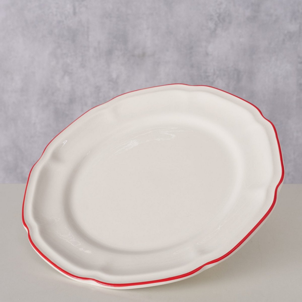 ΠΙΑΤΟ ΛΕΥΚΟ ΜΕ ΚΟΚΚΙΝΗ ΡΙΓΑ Hedda Dishwasher proof D21cm ΠΟΡΣΕΛΑΝΗ image