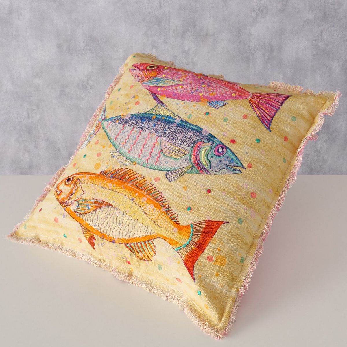 ΜΑΞΙΛΑΡΙ ΨΑΡΙΑ Fino 45Χ45Χ12cm ΜΠΛΕ ΠΟΡΤΟΚΑΛΙ ΡΟΖ Cotton image