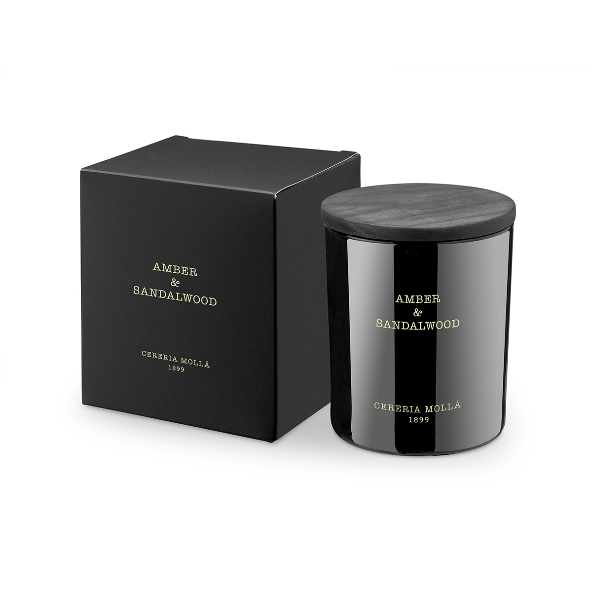 ΚΕΡΙ ΦΥΤΙΚΟ ΣΕ ΓΥΑΛΙΝΟ ΠΟΤΗΡΙ black 230GR 50hr άρωμα amber&sandalwood image