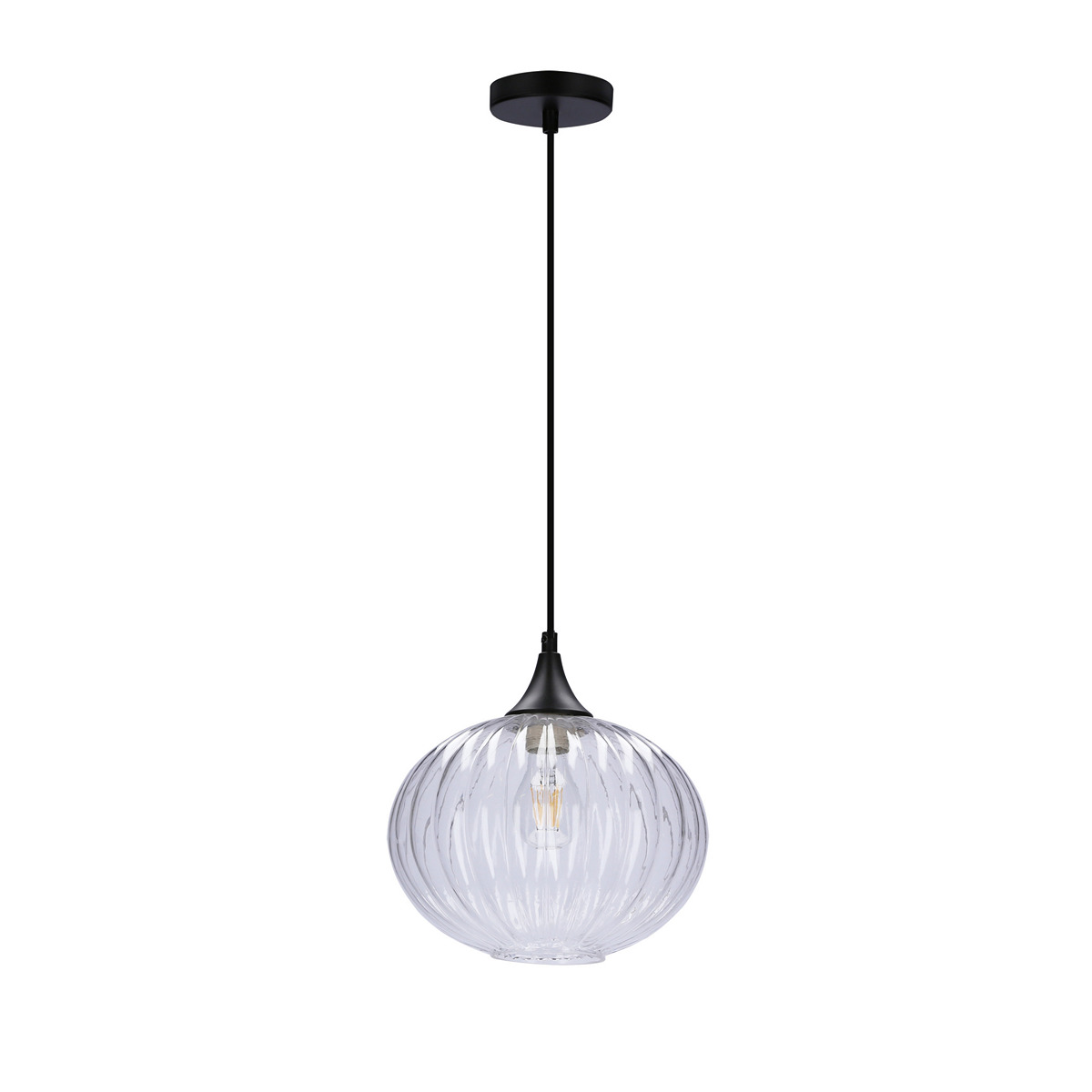 ΦΩΤΙΣΤΙΚΟ ΜΟΝΟΦΩΤΟ 24cm 40W E27 ΜΑΥΡΟ ΜΕΤΑΛΛΟ ΓΥΑΛΙΝΗ ΔΙΑΦΑΝΗΣ ΣΦΑΙΡΑ image