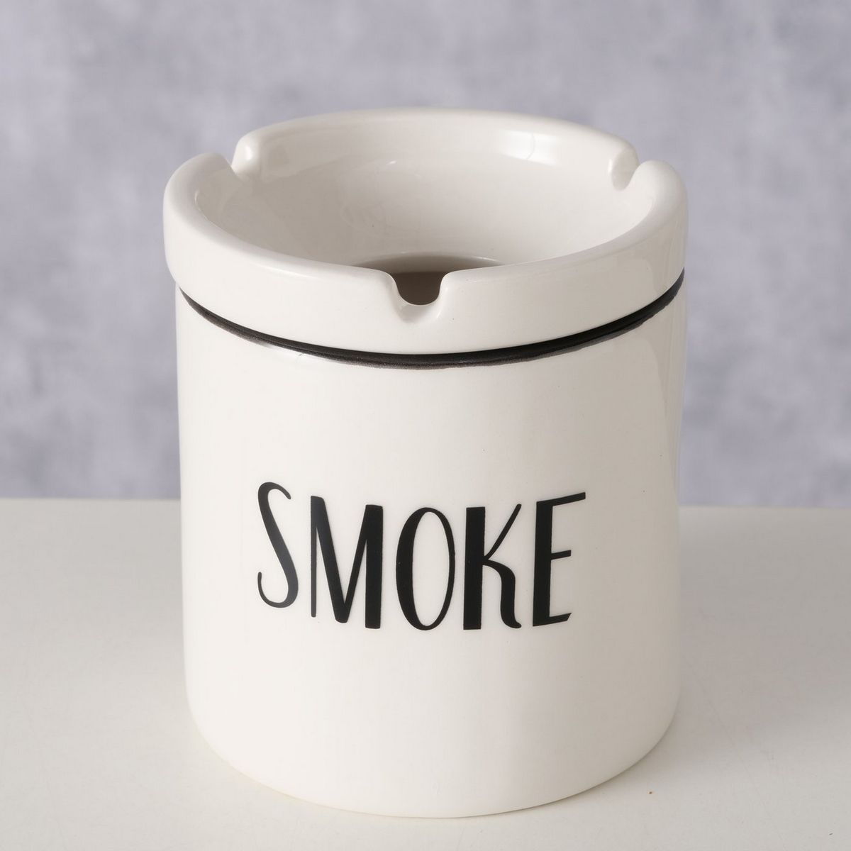 ΣΤΑΧΤΟΔΟΧΕΙΟ Smoke H10cm D9cm ΑΣΠΡΟ ΜΑΥΡΟ ΚΕΡΑΜΙΚΟ image