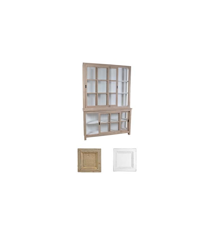 ΒΙΤΡΙΝΑ 150X40X220 CM OUT:BROSSE NATURE IN:ANTIC WHITE 4 ΣΥΡΤΑΡΩΤΕΣ ΠΟΡΤΕΣ ΜΕ ΤΖΑΜΙ ΠΑΝΩ ΚΑΙ ΚΑΤΩ ΜΕΡΟΣ image