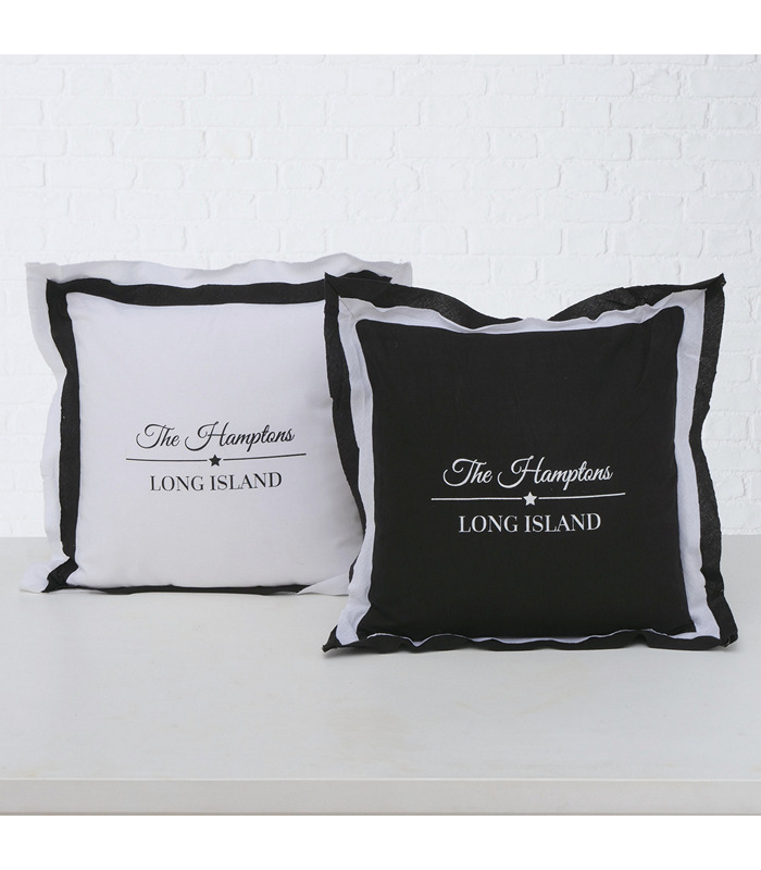 ΜΑΞΙΛΑΡΙ 2/ASS LONG ISLAND ΛΕΥΚΟ ΜΑΥΡΟ Hampton Cotton 100% image