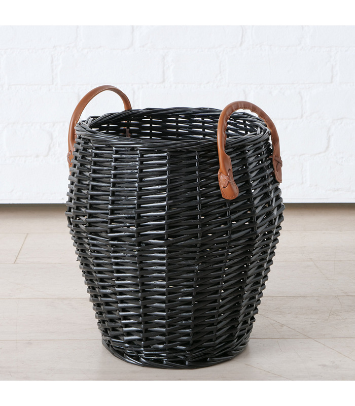 ΚΑΛΑΘΙ ΡΑΤΤΑΝ ΜΑΥΡΟ ΜΕ ΔΕΡΜ ΧΕΡΟΥΛΙ Karen H38cm D 33cm willow colour-mix 20-96-788 image
