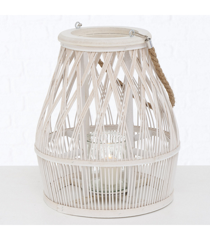 ΦΑΝΑΡΙ ΛΕΥΚΟ ΜΕ ΧΕΡΟΥΛΙ ΣΧΟΙΝΙ Zati D29 H34cm Bamboo image